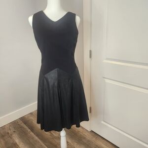 Antonio Melani Black Judith Skater Dress Genuine Leather Skirt Women Size: S